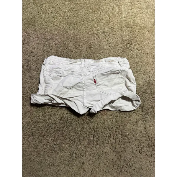 Levis White Denim Cuffed Shorts Womens Size 5 Low Rise Stretch Ramie Blend - Image 6