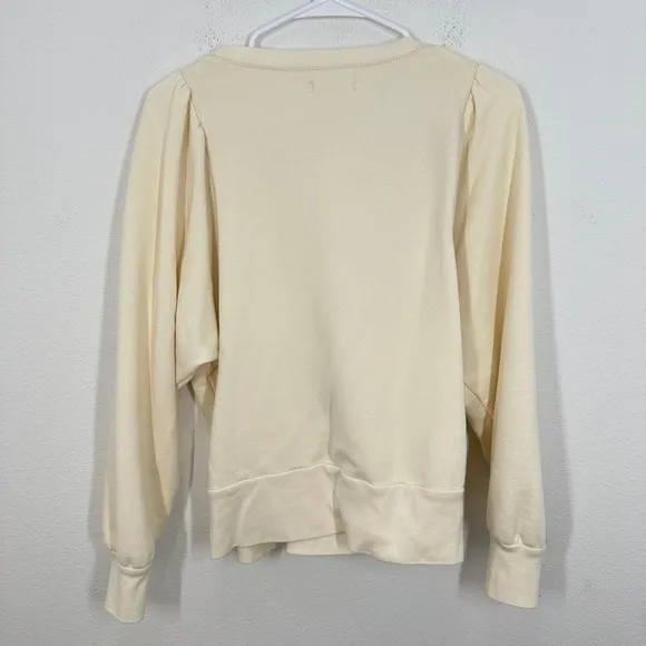 Madewell Cream Puff Sleeve Henley Sweatshirt Pullover‎ Top Womens Size L - Image 11
