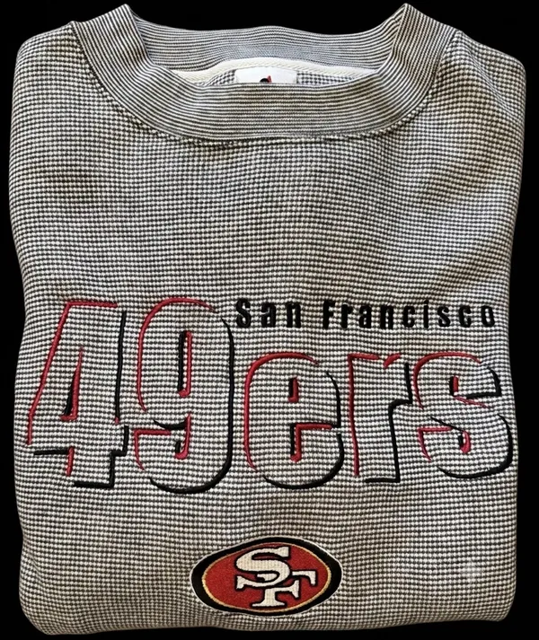 Riddell San Francisco 49ers Houndstooth Crewneck Sweatshirt NFL Gray Black White - Image 15