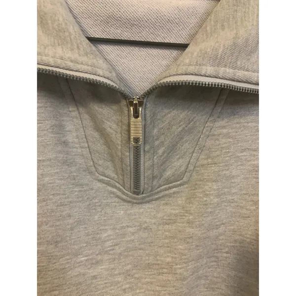 Trendy Queen Pullover Womens Large Gray Excellent Cropped Quarter Zip Sweatshirt - Image 8