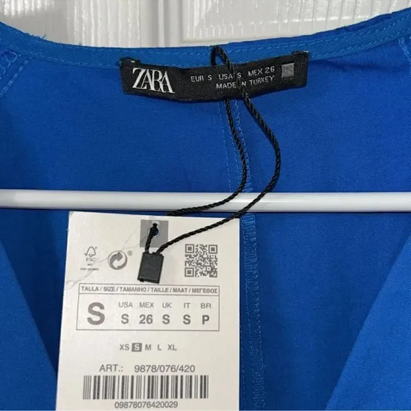 Zara Blue Voluminous Aline Mini Cotton Oversized Dress(Size Small) - Image 5