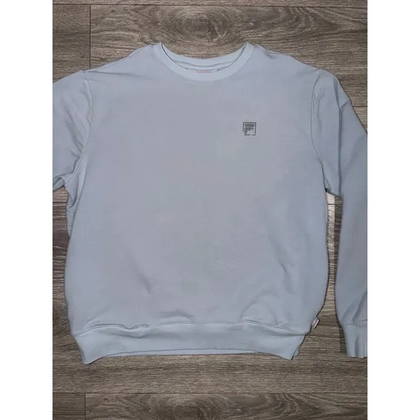 Fila Women Medium Light Blue Crewneck Sweatshirt Cotton Blend French Terry Retro - Image 5