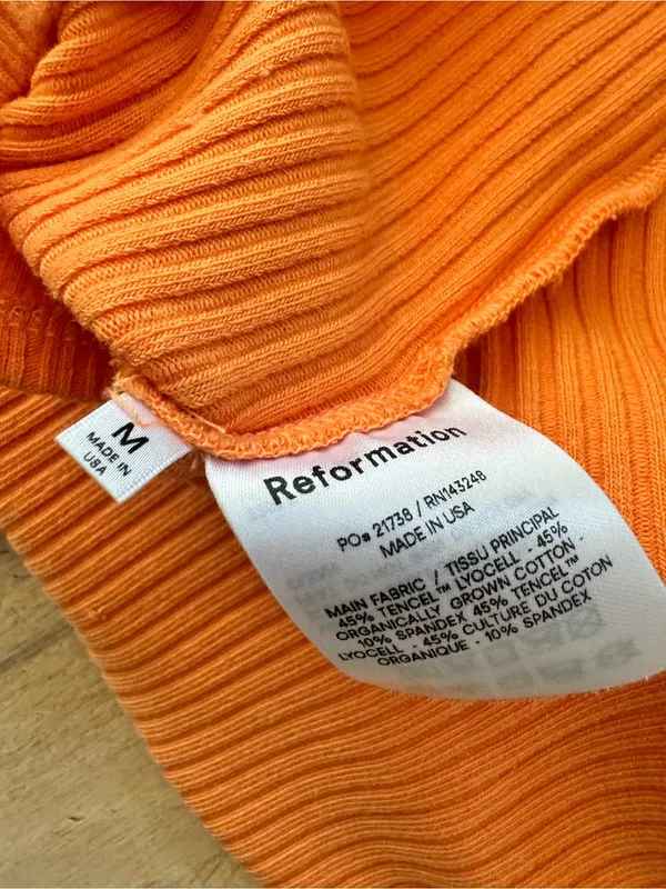 Reformation rib cut out mini dress in orange EUC - Image 8