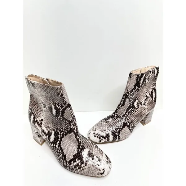 Chinese Laundry Snakeskin Print Block Heel‎ Ankle Boots Grey Black Size 6 - Image 2