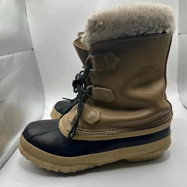 Sorel Manitou Vintage Winter Snow Boots Leather Rubber Wool Liner Made in Canada - Image 4