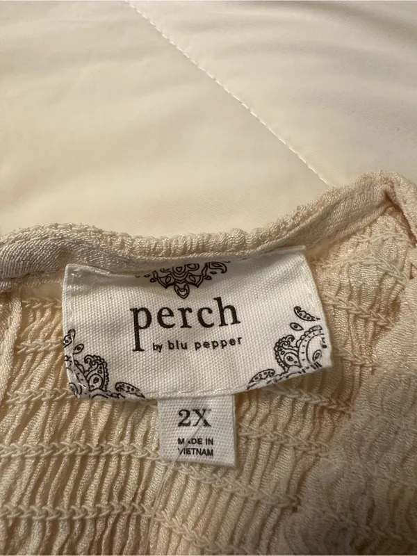 Perch by Blu Pepper Women's Cream Smocked Tiered Midi Dress - NWOT - Size 2x - Image 9