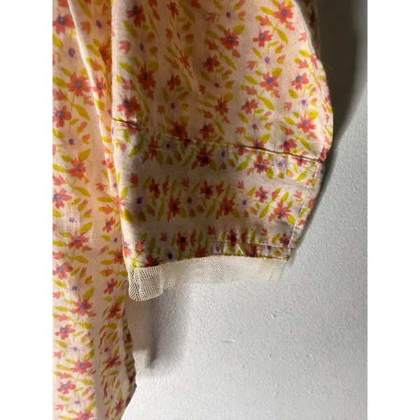 Vintage april Cornell orange floral cotton collar‎ 3/4 sleeve button down XL - Image 4