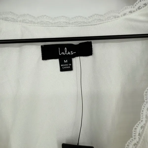 Lulus Lively Beauty White Tie-Front Tiered Mini Dress Size M‎ - Image 7