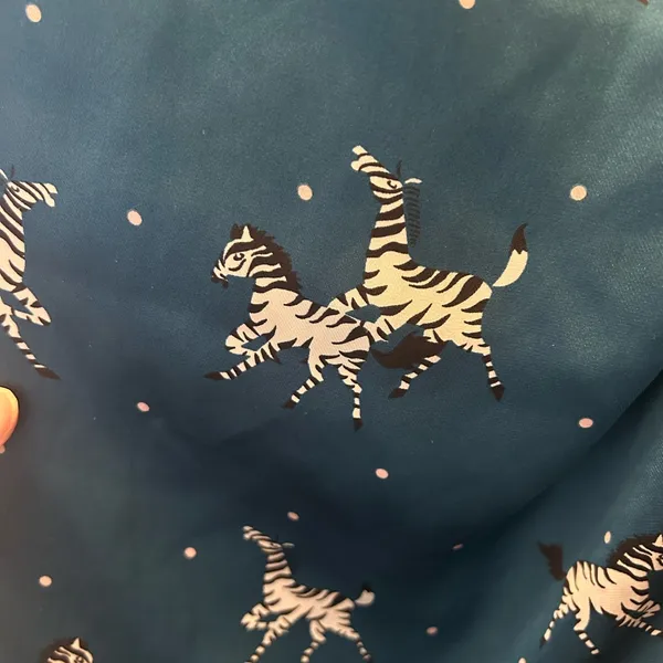 LOFT Teal Satin Sleep Pants with White & Black Zebra Print | Size Small - Image 6