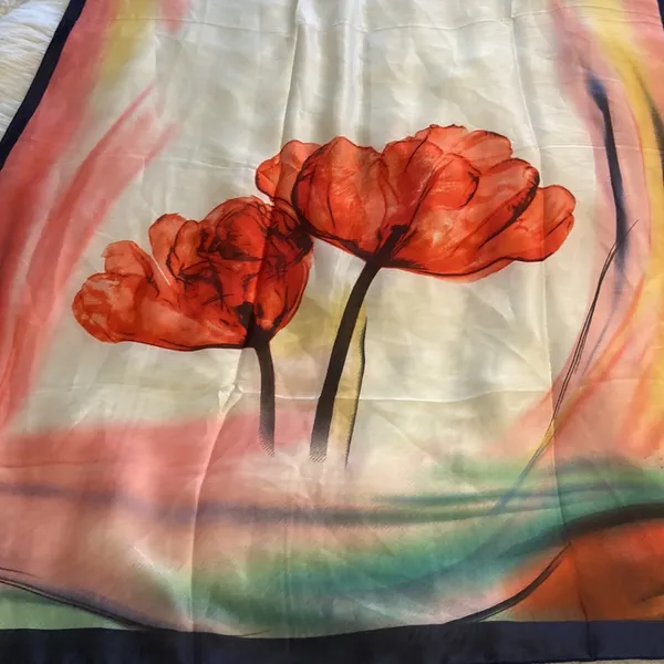 Fashion Scarf 100% silk so beautiful 71” length and 35” wide big scarf - Image 3