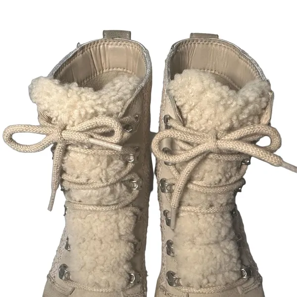 Sorel LENNOX™ Lace Cozy Booties Beige Winter Ankle Boots Biker Waterproof Size 9 - Image 11