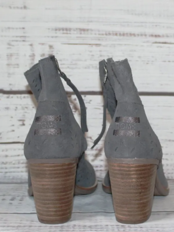 Toms Desert Taupe Suede Majorca Heeled Peep toe ankle Boot Women's size 7 - Image 5
