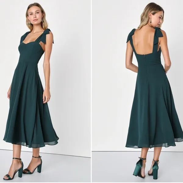 LULUS Prom Wedding Bridesmaid Sexy Classy Bustier Flowy Flirty Midi Dress - Image 3
