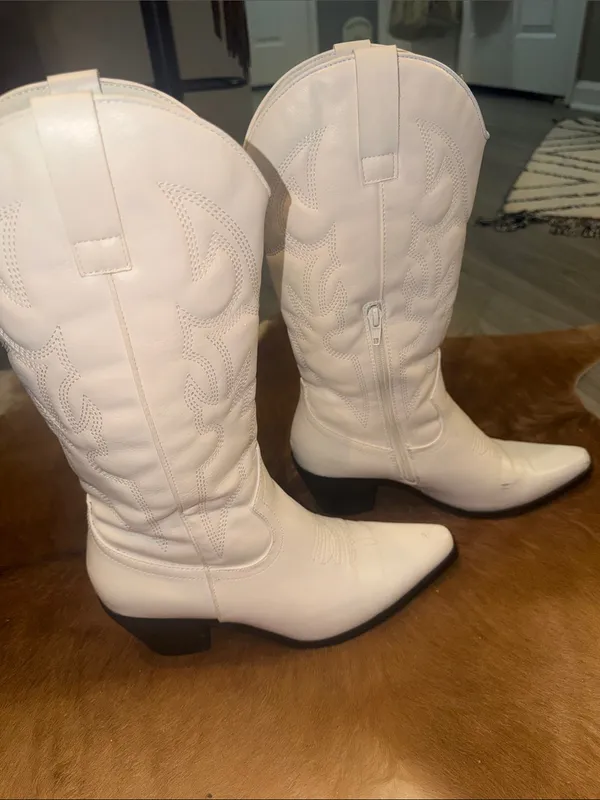 $85 Therapy Clayton Cowboy Boots White 9 - Image 11