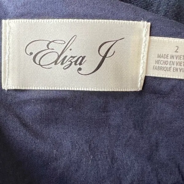 Eliza J Navy Blue Linen Blend Sleeveless V-neck‎ Fit And Flare Dress Size 2 NWT - Image 2