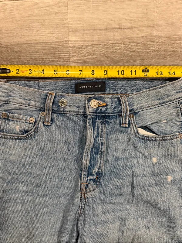 Aeropostale High Rise Baggy Jeans Women's 6 Short Light Wash Distressed Y2K - Image 6