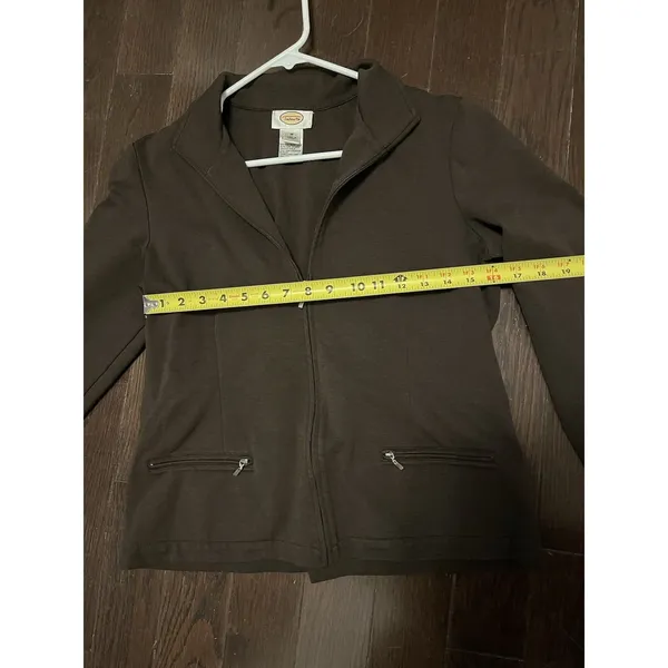 Talbots Jacket Women's med Dark Brown Full Zip, Pockets. Heavy. Comfy - Image 6