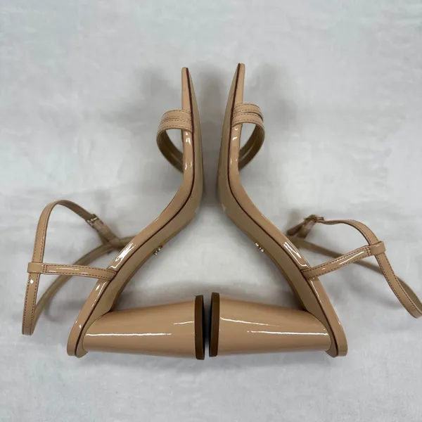 Sam Edelman Block Heel Sandals Square‎ Toe Ankle Strap Nude Beige Size 9M - Image 8