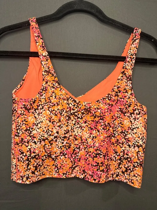 OFFLINE by Aerie Womens M Real Me Floral Longline Sports Bra Pink Orange - Image 2