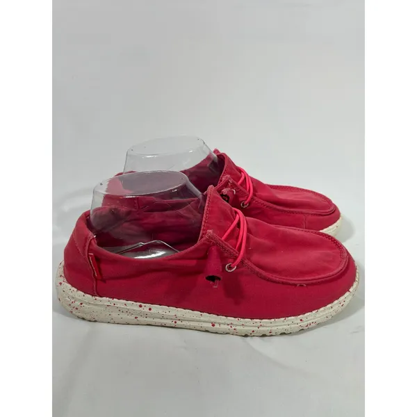 Hey Dude Wendy Canvas Slip On Loafer Shoes Women Coral Pink 7 Beach Costal Comfy - Image 3