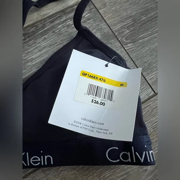 Calvin Klein Navy Blue  Logo Padded Bralette - Image 2