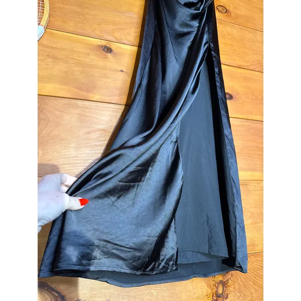 NWT Lulus Mella Black Mixed Media Strapless Maxi Dress Bridesmaid Banquet Sz XS - Image 4