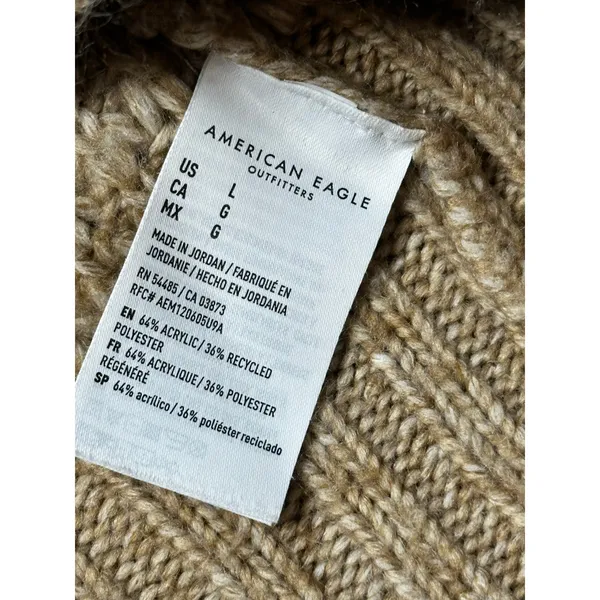 American Eagle chunky knit v-neck oversized sweater (L) neutral tan - Image 3