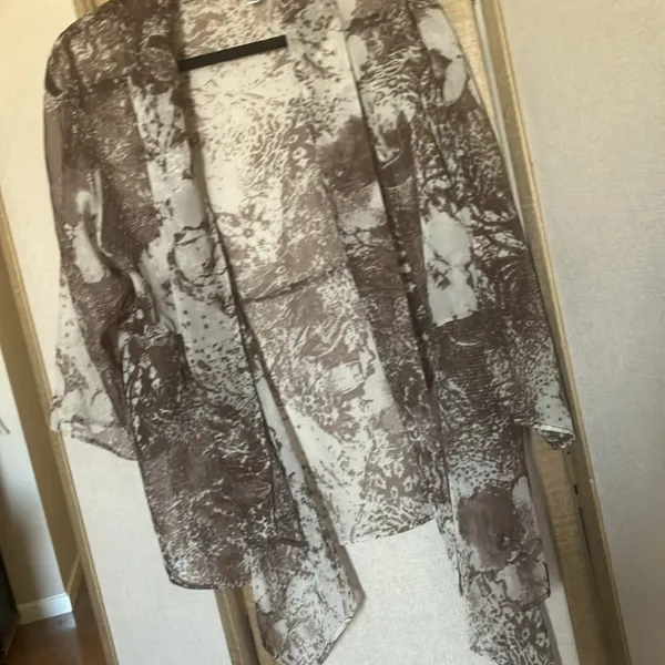 FINAL MARKDOWN Chicos Sheer Brown Patterned Women's Jacket 3 xl - Image 2