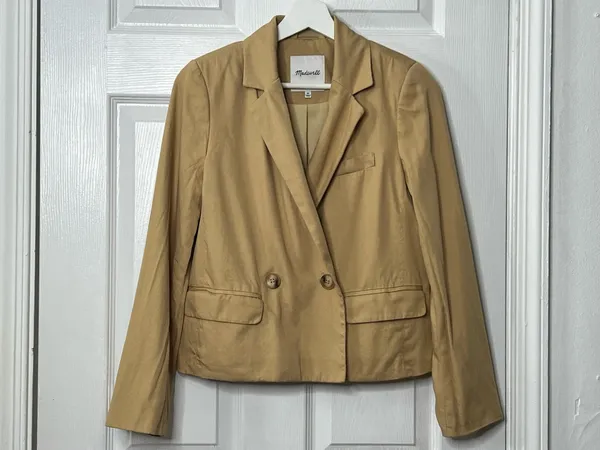 Madewell XS Camel Tan Double Breasted Blazer Preppy Heritage Academia Classic - Image 2
