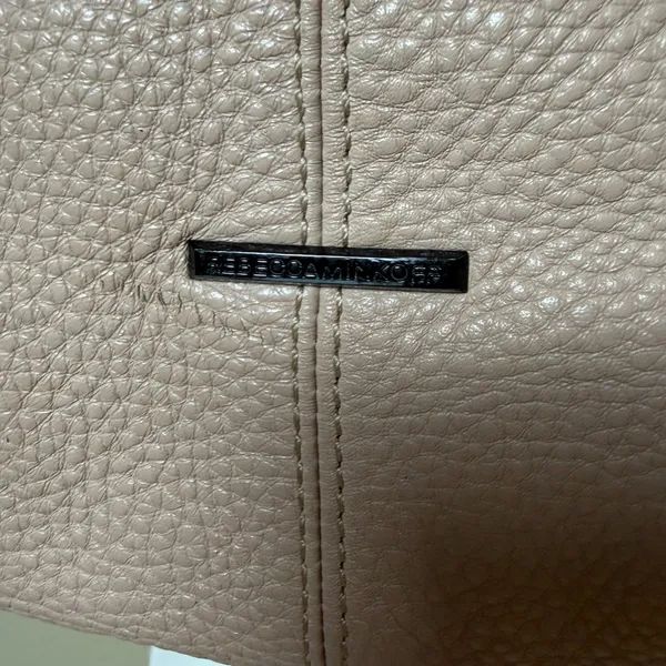 REBECCA MINKOFF Leather Hobo Slouch Neutral Blush Beige Large Bag Purse - Image 3