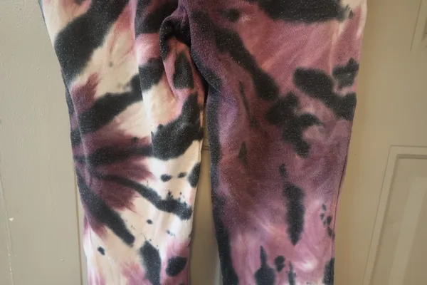 PINK Victoria's Secret tie dye sweatpant joggers outline pink on left leg in purple, black and pink size XS. - Image 10