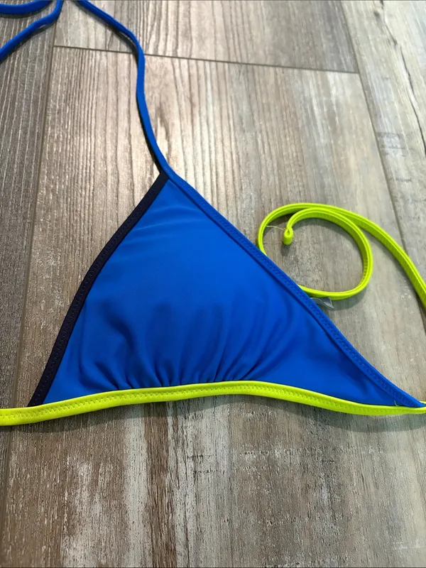 Aerie Blue & Green Triangle Swim Bikini Top Small - Image 3