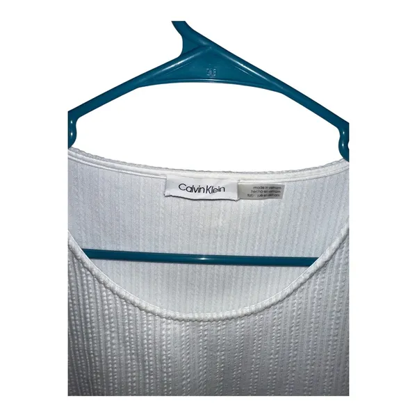 Calvin Klein White Textured Balloon Sleeve‎ Blouse, Womens Large (Approx) - Image 5