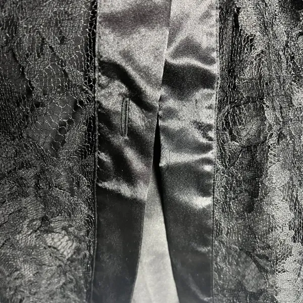 Vintage Gold Label Victorias Secret Satin‎ And Lace Robe Black Whimsigoth M/L - Image 6