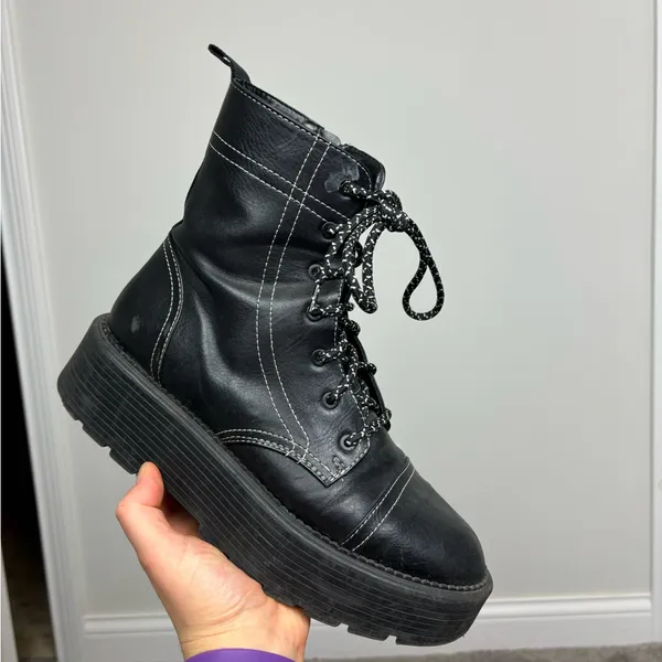 ASOS Black combat lace up‎ boots - Image 6