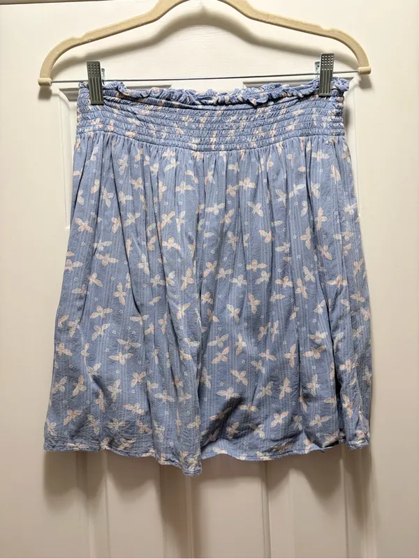 LOFT Blue Floral Smocked Waist Skirt - Image 2