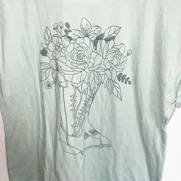 Portrend Willow Boutique Flower Floral Bouquet Boot Cap Sleeve Mint Graphic Tee - Image 4