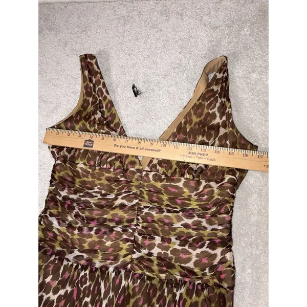 Trina‎ Turk leopard print dress V-neckline silk dress 8 Midi Gathered Waist - Image 7