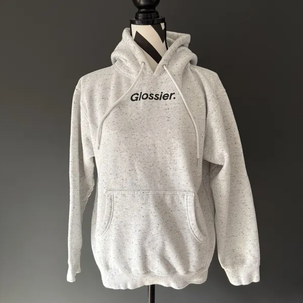 GLOSSIER Terrazzo Hoodie‎ Oversized White Black Specks Pullover Womens Small - Image 3
