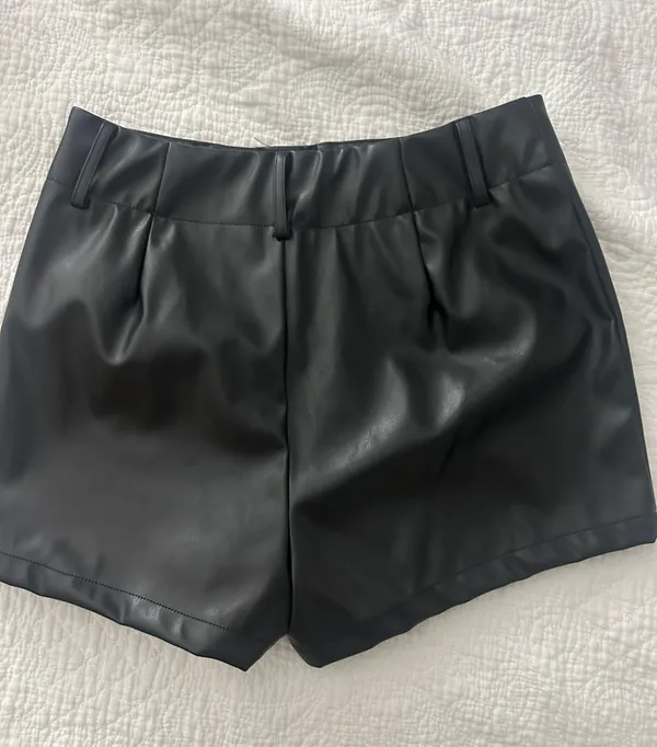 Black Leather Shorts - Image 2