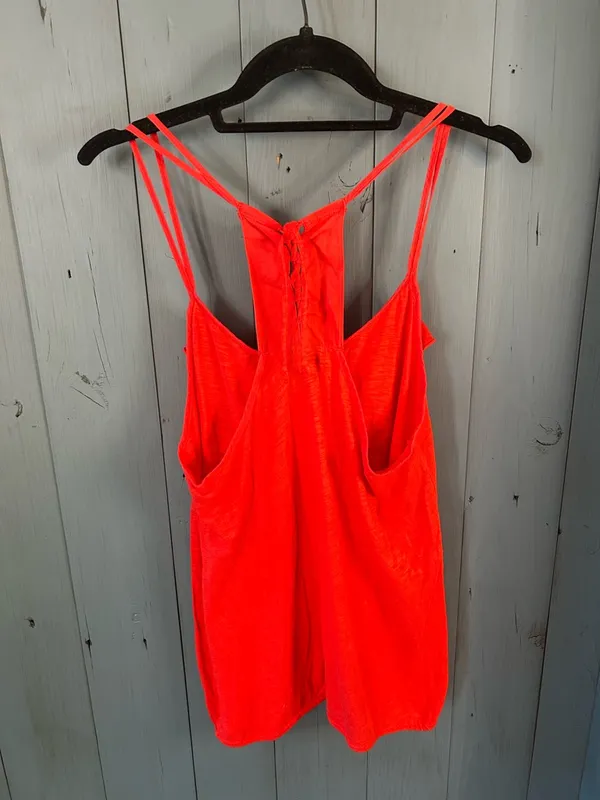 American Eagle Outfitters Bright Red Ruffle-Trim Strappy RacerbackTank | Medium - Image 4