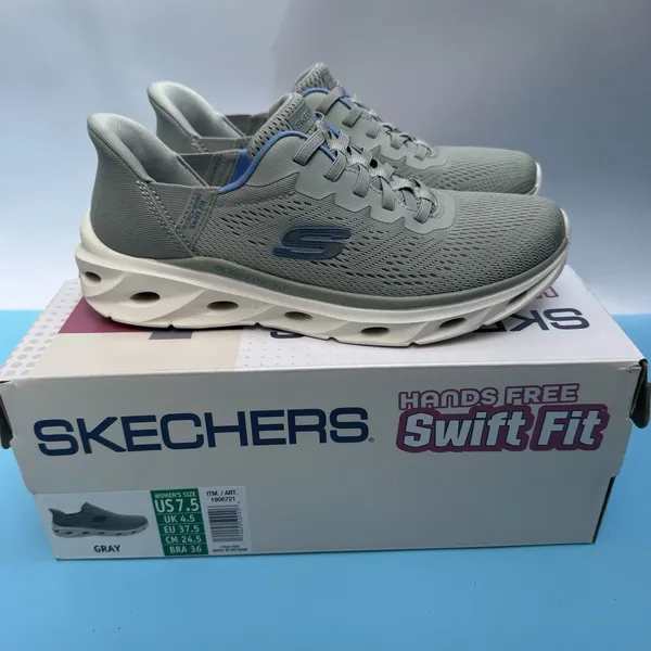 SKECHERS SWIFT FIT HANDS FREE ATHLETIC SNEAKERS SHOES WOMENS 7.5 Gray - Image 2