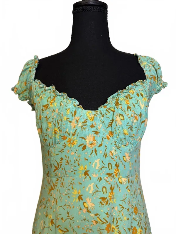 Hello Molly Floral Maxi Dress Cottagecore Puff Sleeve Rayon - Image 6
