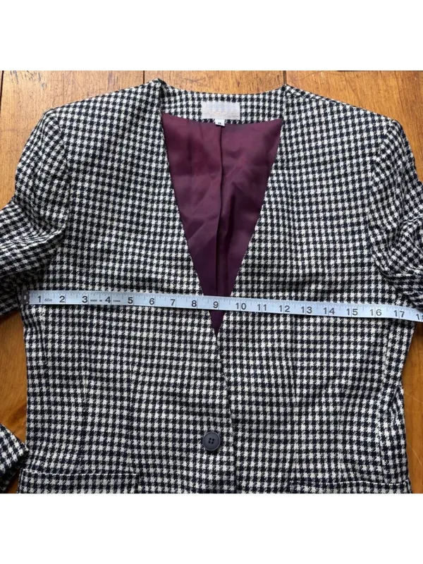 Chic John Meyer Vintage Houndstooth Blazer Black White Preppy Career Jacket - Image 7