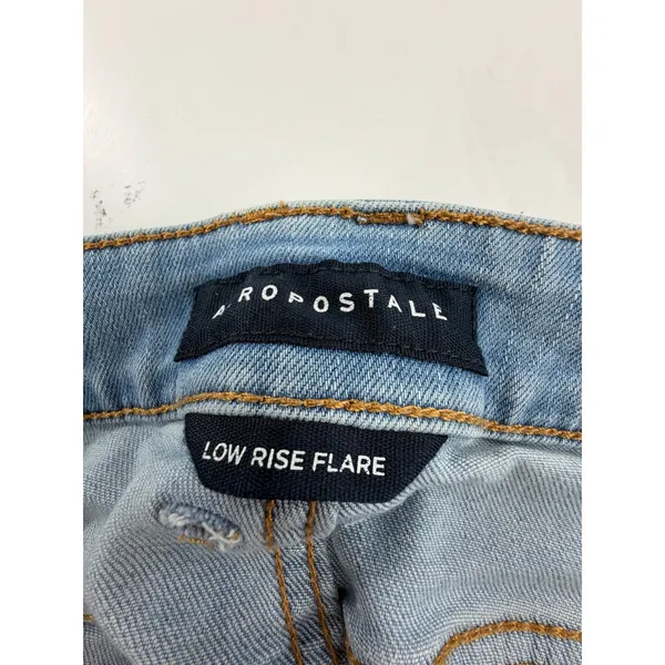 Aeropostale Low Rise Flare Jeans Light Wash Blue Patch Pockets LXSFBA195 25x30.5 - Image 3