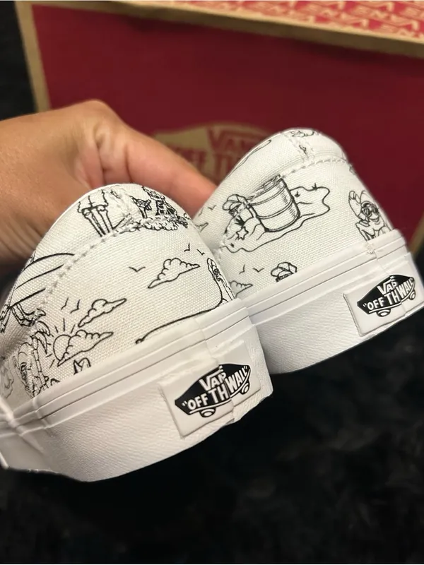 VANS white u-color u-paint slip on shoes sneakers women’s 7 new - Image 4
