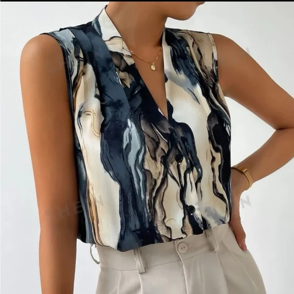 Button down vest top Black - Image 3
