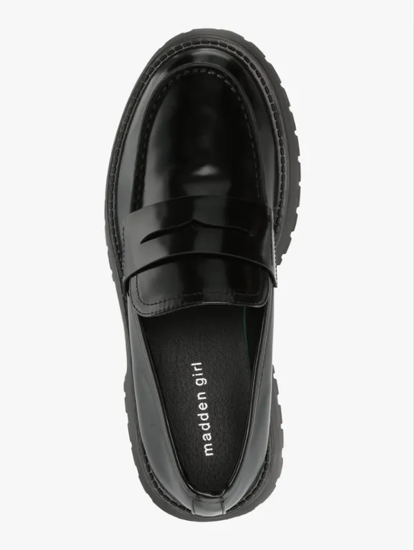 Madden Girl Heaathr Patent Lug Sole Loafers Womens Shoes Size 8 Black Platform - Image 3