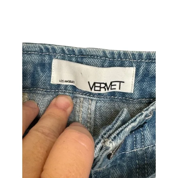 Vervet Women Jeans Distressed Tie Belted Patch Pocket Super High Denim‎ Sz. 34 - Image 5