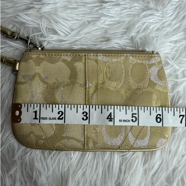 COACH Gold Silver Signature Wristlet - Image 6